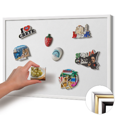 Quadro magnético com moldura branca Cor branca