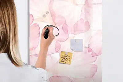 Quadro magnético de apagar a seco estampa de pétalas em aquarela