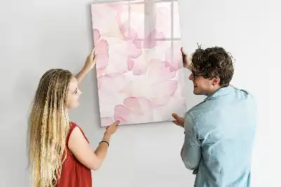 Quadro magnético de apagar a seco estampa de pétalas em aquarela