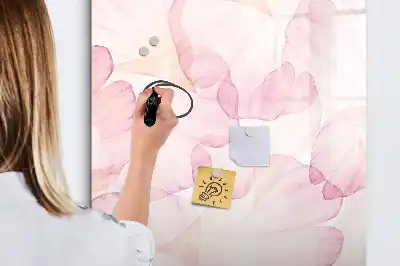 Quadro magnético de apagar a seco estampa de pétalas em aquarela