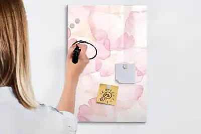 Quadro magnético de apagar a seco estampa de pétalas em aquarela