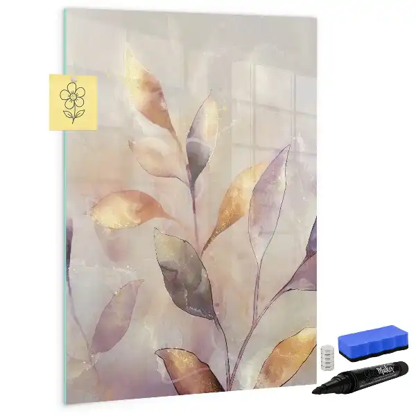 Quadro magnético de apagar a seco com estampa de plantas em aquarela