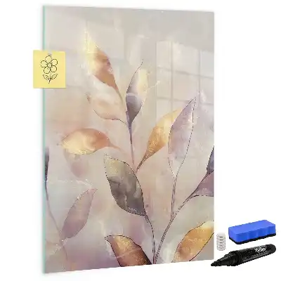 Quadro magnético de apagar a seco com estampa de plantas em aquarela