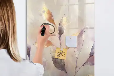 Quadro magnético de apagar a seco com estampa de plantas em aquarela