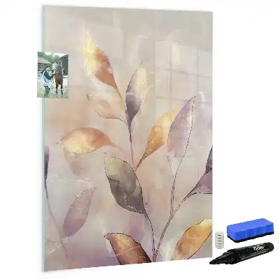 Quadro magnético de apagar a seco com estampa de plantas em aquarela