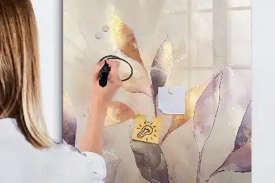 Quadro magnético de apagar a seco com estampa de plantas em aquarela