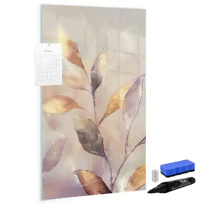Quadro magnético de apagar a seco com estampa de plantas em aquarela