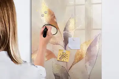 Quadro magnético de apagar a seco com estampa de plantas em aquarela