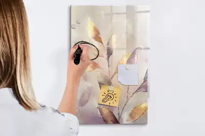 Quadro magnético de apagar a seco com estampa de plantas em aquarela