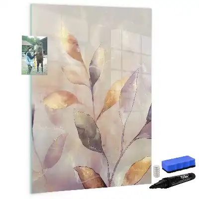 Quadro magnético de apagar a seco com estampa de plantas em aquarela