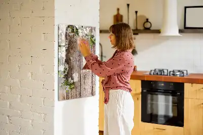 Quadro magnético de apagar a seco com estampa de flores em tábuas de madeira
