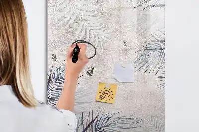 Quadro magnético de apagar a seco com estampa de folhas de palmeira
