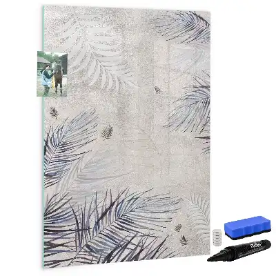Quadro magnético de apagar a seco com estampa de folhas de palmeira