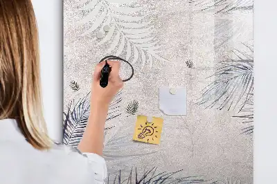Quadro magnético de apagar a seco com estampa de folhas de palmeira