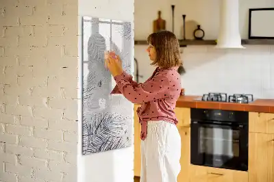 Quadro magnético de apagar a seco com estampa de folhas de palmeira
