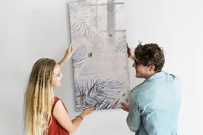 Quadro magnético de apagar a seco com estampa de folhas de palmeira