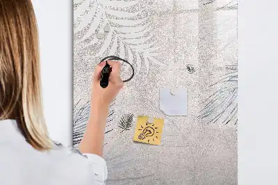 Quadro magnético de apagar a seco com estampa de folhas de palmeira