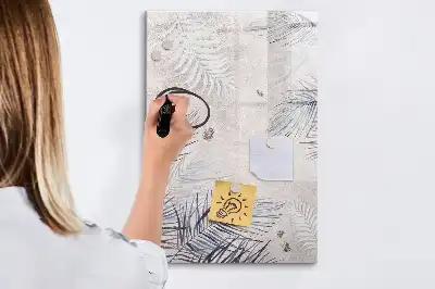 Quadro magnético de apagar a seco com estampa de folhas de palmeira