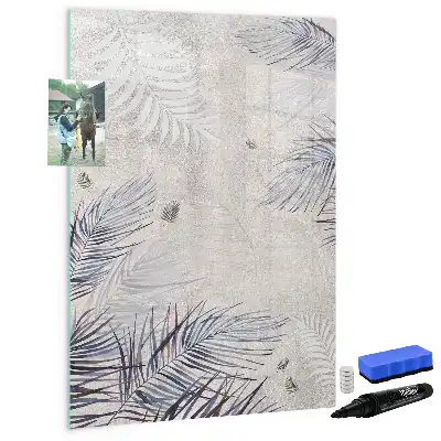 Quadro magnético de apagar a seco com estampa de folhas de palmeira
