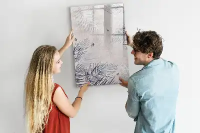 Quadro magnético de apagar a seco com estampa de folhas de palmeira