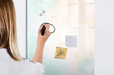 Quadro magnético de apagar a seco estampa de abstração em tons pastel
