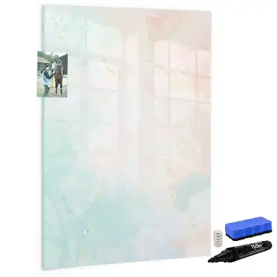 Quadro magnético de apagar a seco estampa de abstração em tons pastel