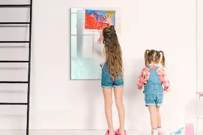 Quadro magnético de apagar a seco estampa de abstração em tons pastel