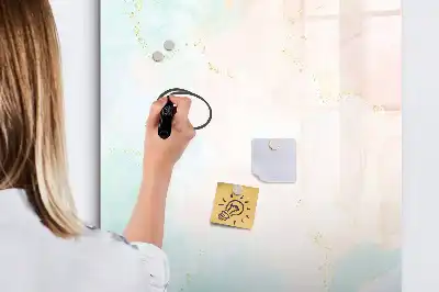 Quadro magnético de apagar a seco estampa de abstração em tons pastel