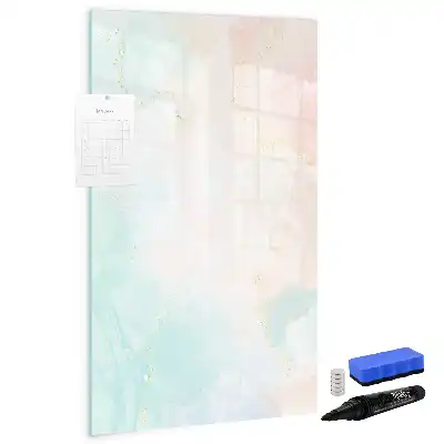 Quadro magnético de apagar a seco estampa de abstração em tons pastel