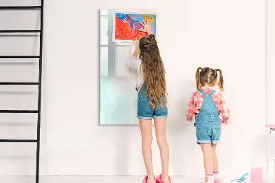 Quadro magnético de apagar a seco estampa de abstração em tons pastel