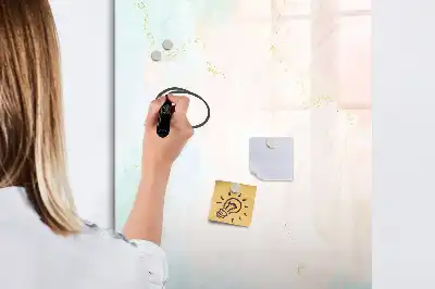Quadro magnético de apagar a seco estampa de abstração em tons pastel
