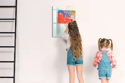 Quadro magnético de apagar a seco estampa de abstração em tons pastel