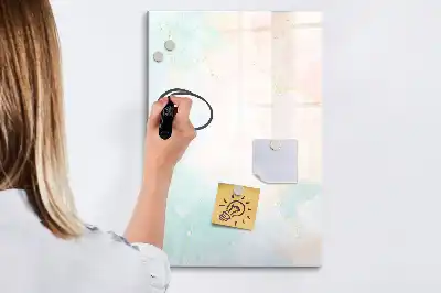 Quadro magnético de apagar a seco estampa de abstração em tons pastel