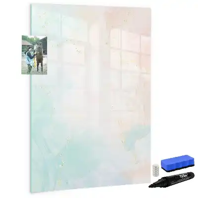 Quadro magnético de apagar a seco estampa de abstração em tons pastel