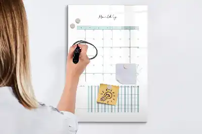Planner mensal magnético de apagar a seco quadro para organização