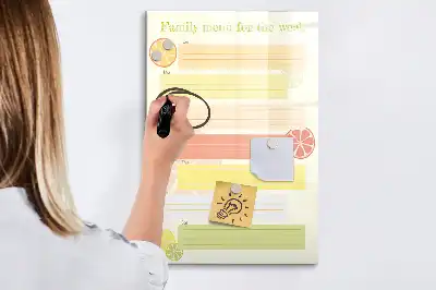 Quadro magnético de apagar a seco planner de menu
