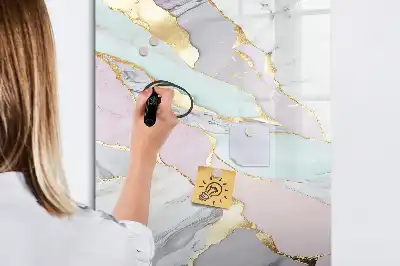 Quadro magnético de apagar a seco com acabamento decorativo em mármore