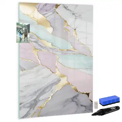 Quadro magnético de apagar a seco com acabamento decorativo em mármore