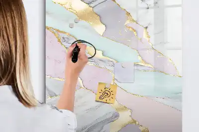 Quadro magnético de apagar a seco com acabamento decorativo em mármore