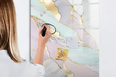 Quadro magnético de apagar a seco com acabamento decorativo em mármore