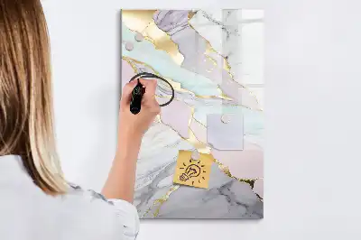 Quadro magnético de apagar a seco com acabamento decorativo em mármore