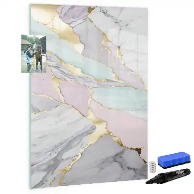 Quadro magnético de apagar a seco com acabamento decorativo em mármore