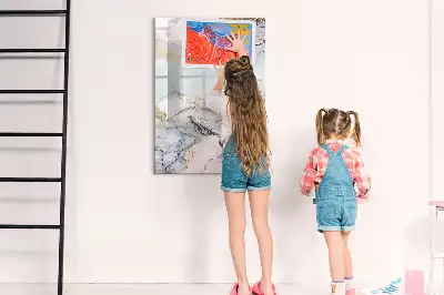 Quadro magnético de apagar a seco acabamento com estampa de mármore