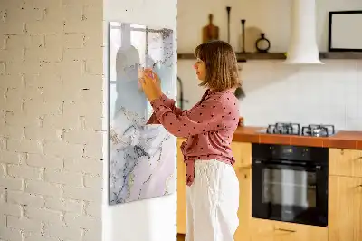 Quadro magnético de apagar a seco acabamento com estampa de mármore