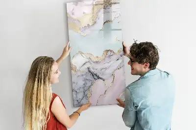 Quadro magnético de apagar a seco acabamento com estampa de mármore