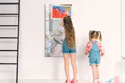 Quadro magnético de apagar a seco acabamento com estampa de mármore