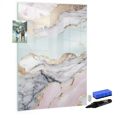 Quadro magnético de apagar a seco acabamento com estampa de mármore