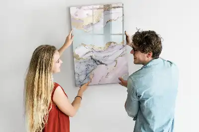 Quadro magnético de apagar a seco acabamento com estampa de mármore