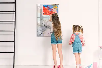 Quadro magnético de apagar a seco acabamento com estampa de mármore