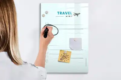 Quadro magnético de apagar a seco planner de viagem